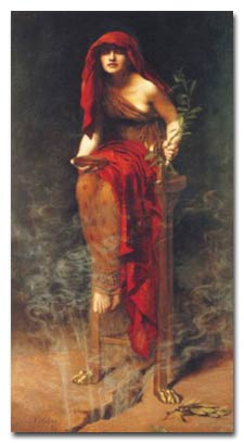 Pythia channelling the messages from Apollo - Delphi Parnassos Greece